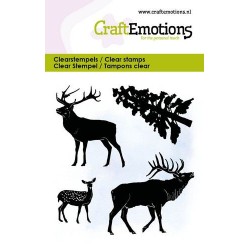 (5041)CraftEmotions clearstamps 6x7cm - Reindeer with tree