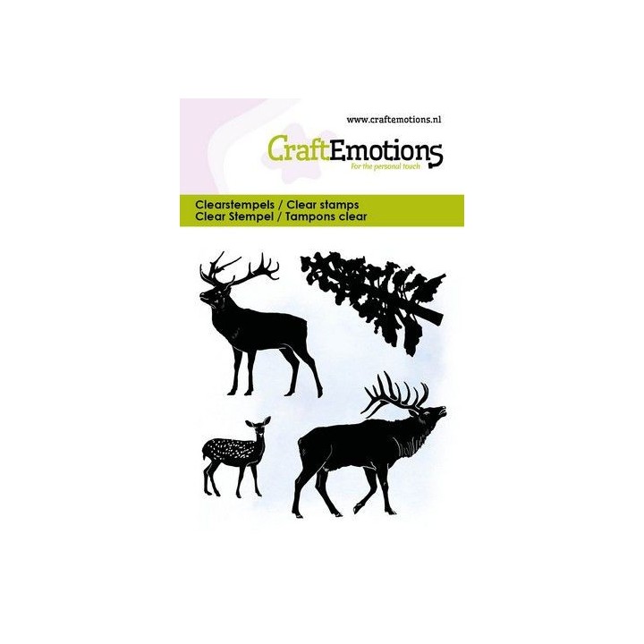 (5041)CraftEmotions clearstamps 6x7cm - Reindeer with tree