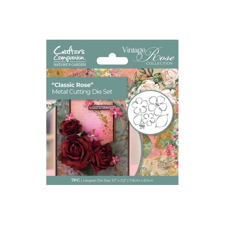 (NGA-VR-MD-CRO)Crafter's Companion Vintage Rose Metal Die Classic Rose