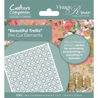 (NGA-VR-QPCE-BTR)Crafter's Companion Vintage Rose Pre-cut Elements Beautiful Trellis