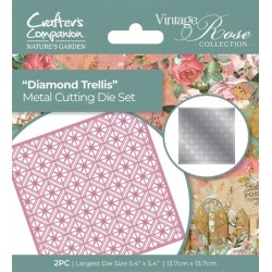 (NGA-VR-MD-DTR)Crafter's Companion Vintage Rose Metal Die Diamond Trellis