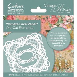 (NGA-VR-QPCE-OLP)Crafter's Companion Vintage Rose Pre-cut Elements Ornate Lace Panel
