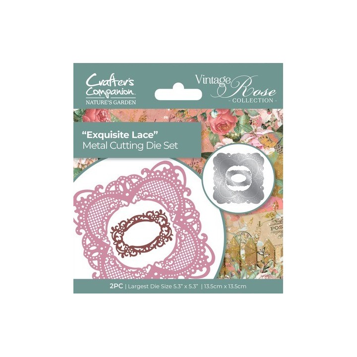 (NGA-VR-MD-ELA)Crafter's Companion Vintage Rose Metal Die Exquisite Lace