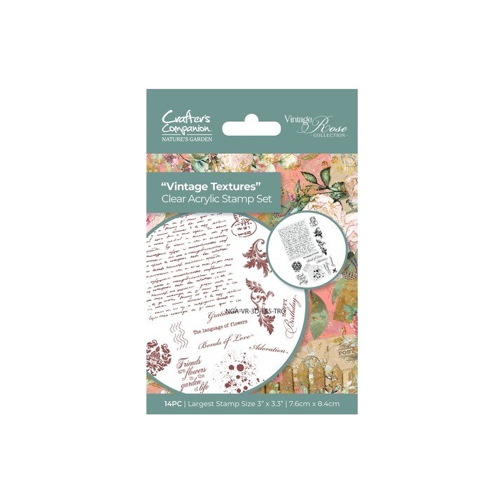(NGA-VR-CA-ST-VTE)Crafter's Companion Vintage Rose Clear Stamp Vintage Textures