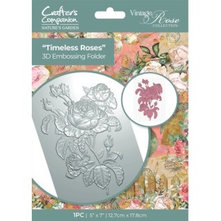 (NGA-VR-3D-EF5-TRO)Crafter's Companion Vintage Rose 3D Embossing Folder Timeless Roses