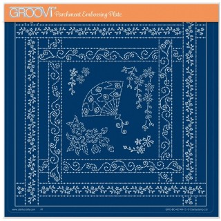 (GRO-OB-42149-15)Groovi Plate A4 LINDA'S DOTTY CROSS-STITCH ORIENTAL FAN LAYERING FRAME