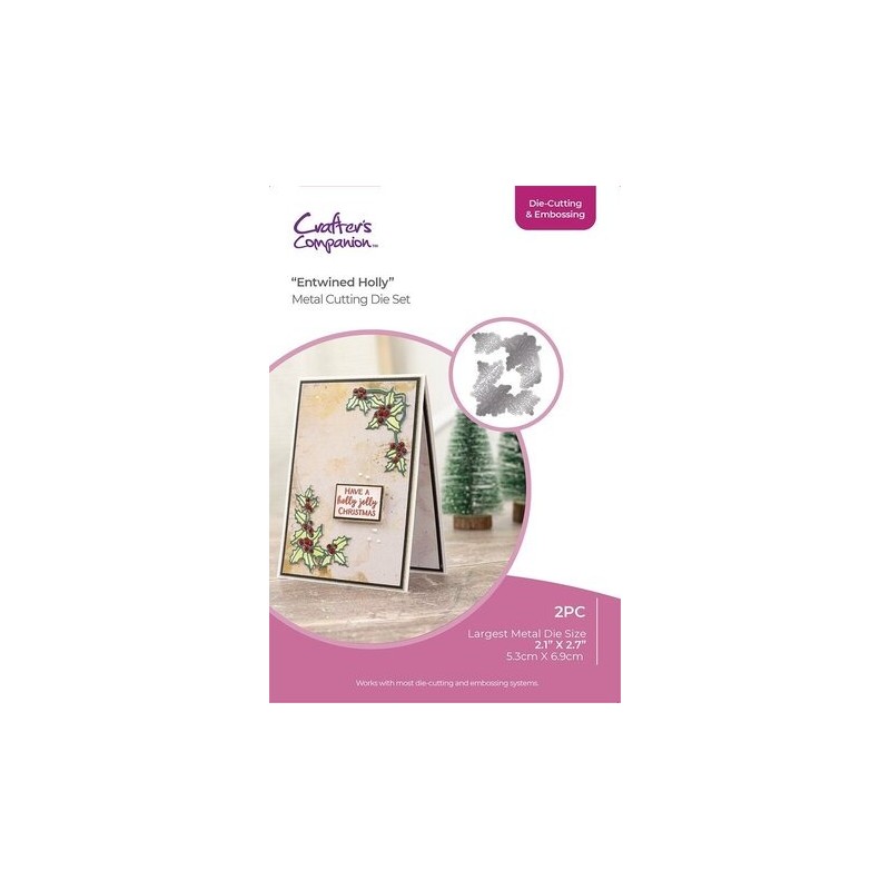 (CC-DCE-MD-ENTH)Crafter's Companion Christmas Corner Cutting & Embossing Die Entwined Holly