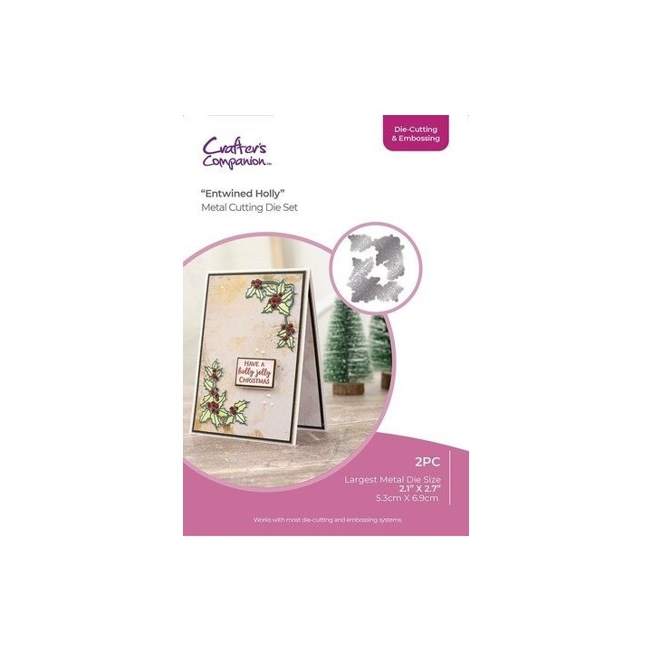 (CC-DCE-MD-ENTH)Crafter's Companion Christmas Corner Cutting & Embossing Die Entwined Holly