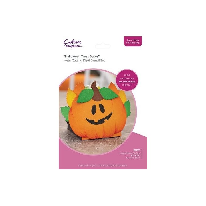 (CC-DCE-MDS-HALTB)Crafter's Companion Halloween Treat Boxes Metal Die & Box Stencil