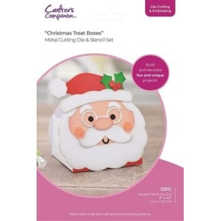 (CC-DCE-MDS-CHRTB)Crafter's Companion Christmas Treat Boxes Metal Die & Box Stencil