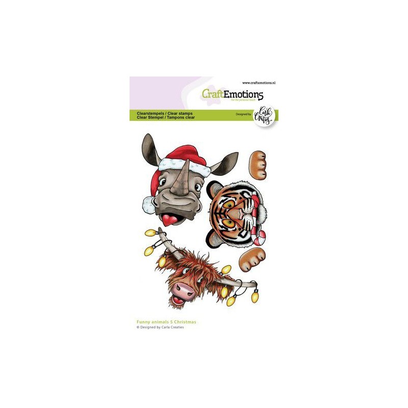 (1573)CraftEmotions clearstamps A6 - Funny animals 5 Christmas Carla