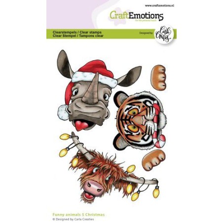 (1573)CraftEmotions clearstamps A6 - Funny animals 5 Christmas Carla