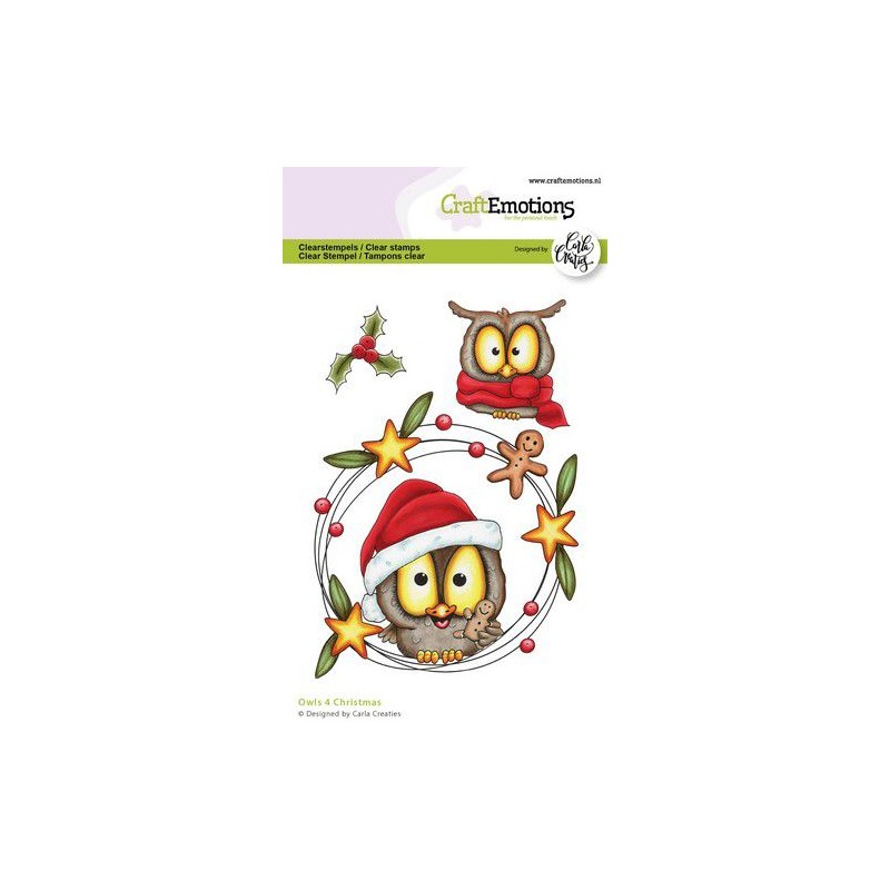 (1574)CraftEmotions clearstamps A6 - Owls 4 Christmas Carla Creaties