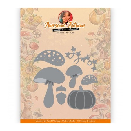 (YCD10325)Dies - Yvonne Creations - Awesome Autumn - Autumn Mushrooms