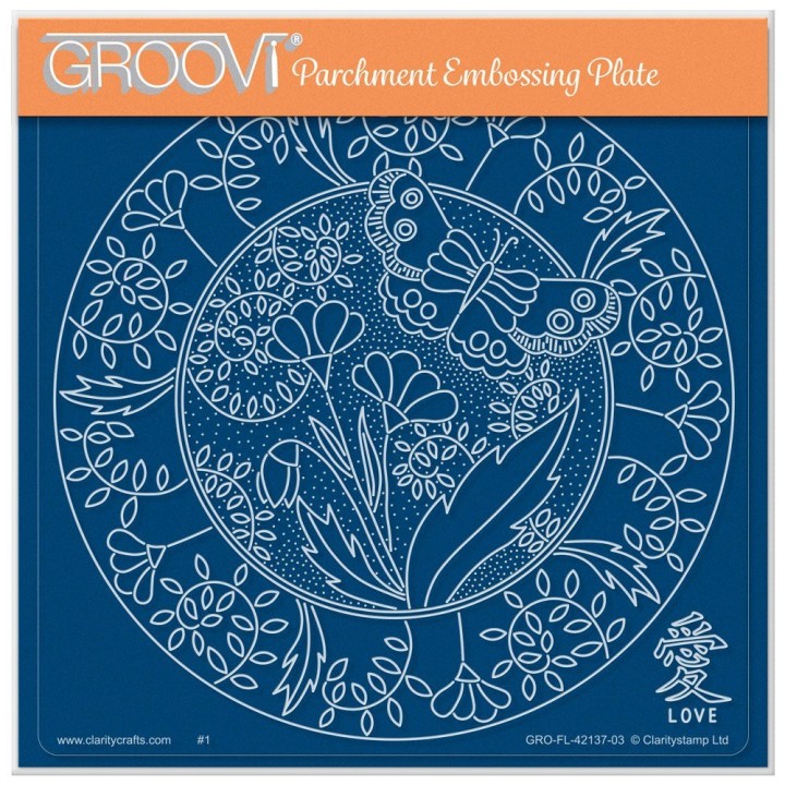 (GRO-FL-42137-03)Groovi Plate A5 BARBARA'S SHAC LOVE - JAPANESE FLOWERS & BUTTERFLIES