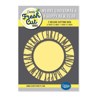 (ACC-DI-31407-55)Clarity FRESH CUT DIE MERRY CHRISTMAS & A HAPPY NEW YEAR ROUND APERTURE FRAMER