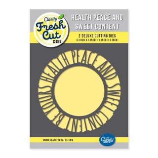 (ACC-DI-31406-55)Clarity FRESH CUT DIE HEALTH, PEACE AND SWEET CONTENT ROUND APERTURE FRAMER