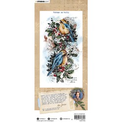 (JMA-VC-STAMP545)Studio Light SL Clear Stamp  Robins on holly Vintage Christmas nr.545