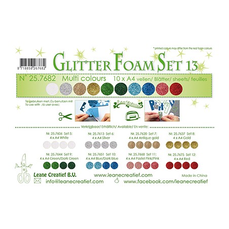 (25.7682)Glitter Foam Set A4 Multi Colours (10pcs)