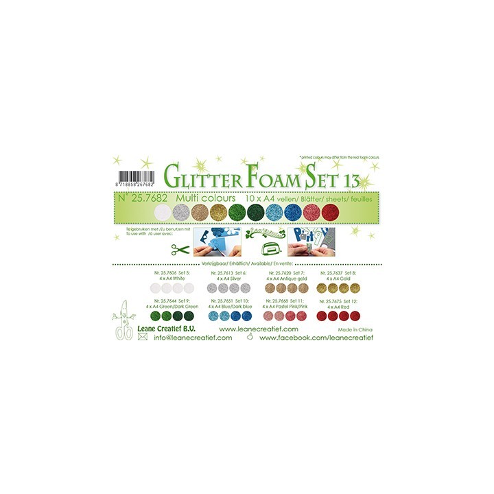(25.7682)Glitter Foam Set A4 Multi Colours (10pcs)
