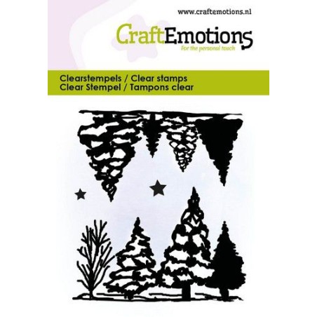(5049)CraftEmotions Clearstamps 6x7cm - Landscape with trees and stars