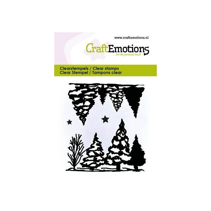 (5049)CraftEmotions Clearstamps 6x7cm - Landscape with trees and stars
