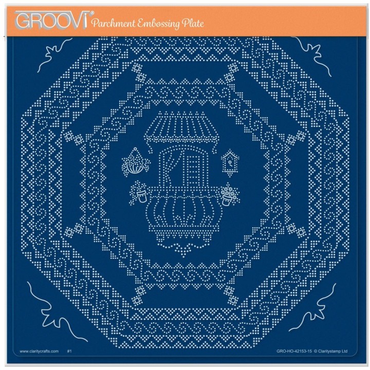 (GRO-HO-42153-15)Groovi Plate A4 LINDA'S DOTTY CROSS-STITCH TUSCAN BALCONY LAYERING FRAME