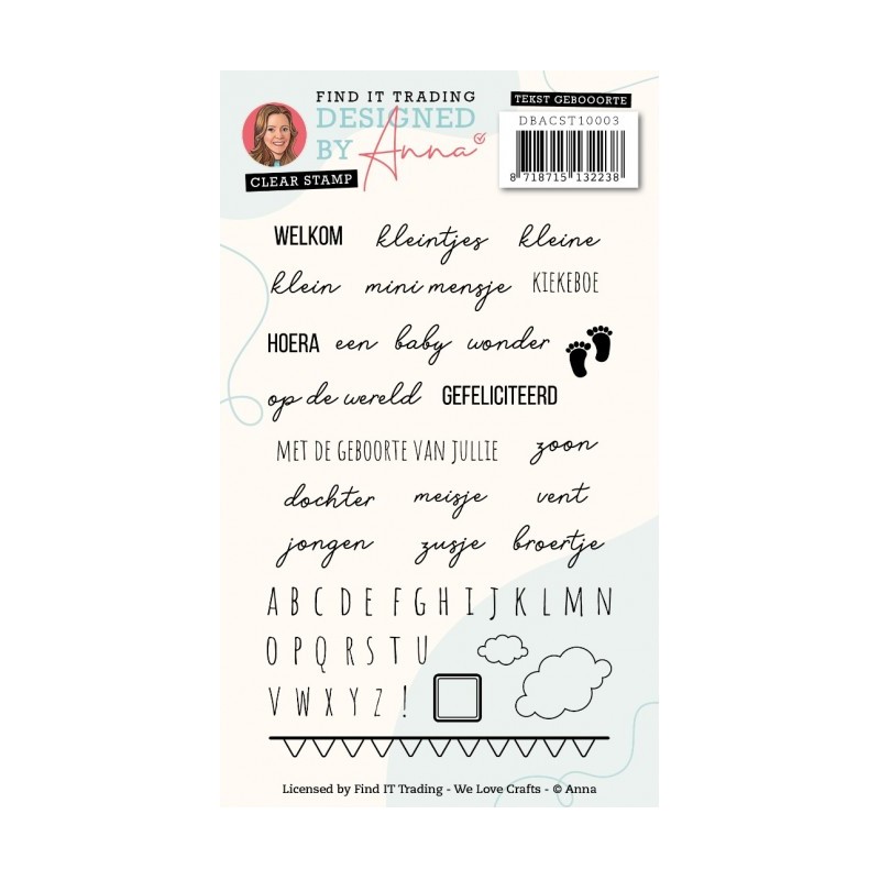 (DBACST10003)Designed By Anna - Mix And Match Text Stamps - Birth