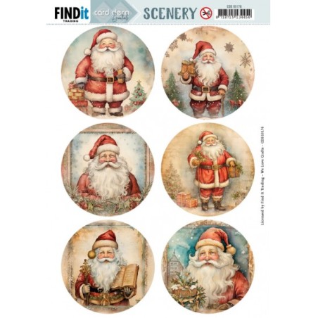 (CDS10176)Push Out Scenery - Card Deco Essentials - Santa Round