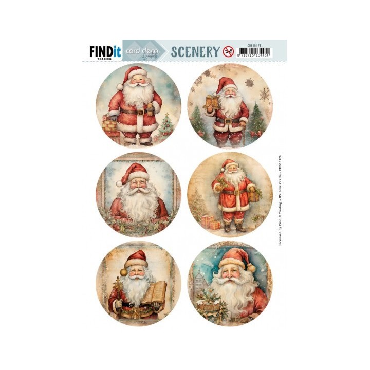 (CDS10176)Push Out Scenery - Card Deco Essentials - Santa Round