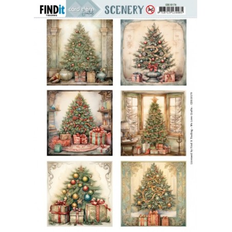 (CDS10179)Push Out Scenery - Card Deco Essentials - Christmas Tree Square