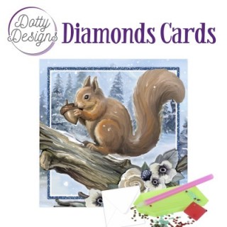 (DDDC1163)Dotty Designs Diamond Cards - Squirrel In A Snowy Landscape