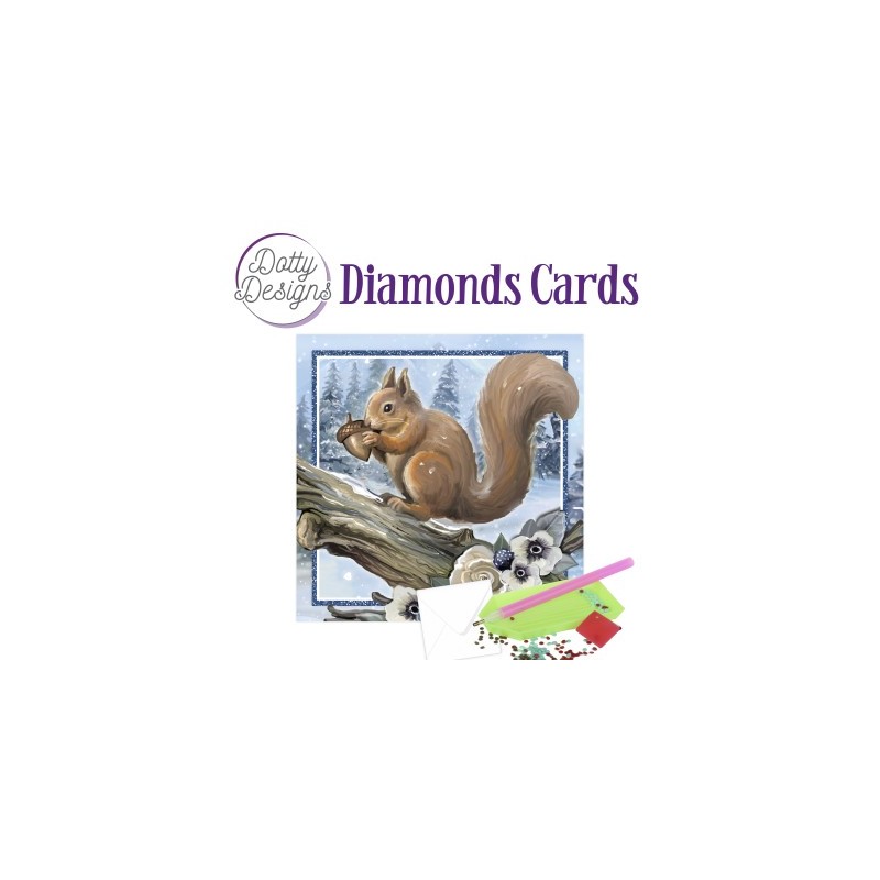 (DDDC1163)Dotty Designs Diamond Cards - Squirrel In A Snowy Landscape
