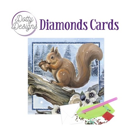 (DDDC1163)Dotty Designs Diamond Cards - Squirrel In A Snowy Landscape