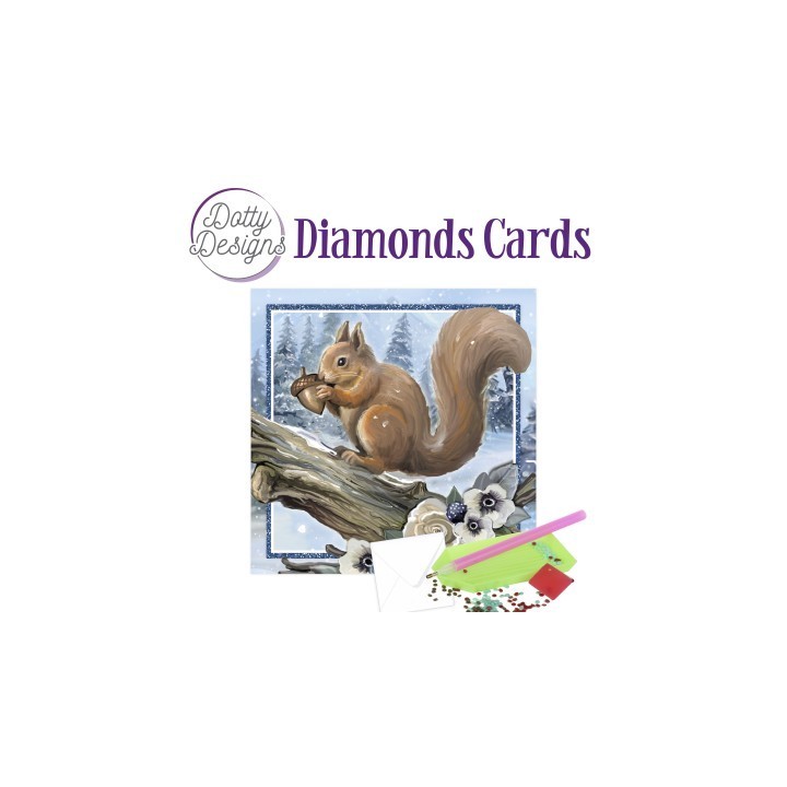 (DDDC1163)Dotty Designs Diamond Cards - Squirrel In A Snowy Landscape