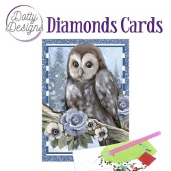 (DDDC1164)Dotty Designs Diamond Cards - Owl With Ice Flowers In The Snow