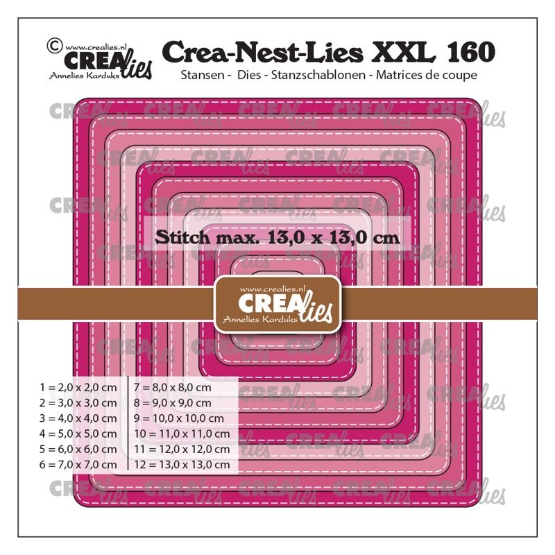 (CLNestXXL160)Crealies Crea-Nest-Lies XXL Square lockstitch