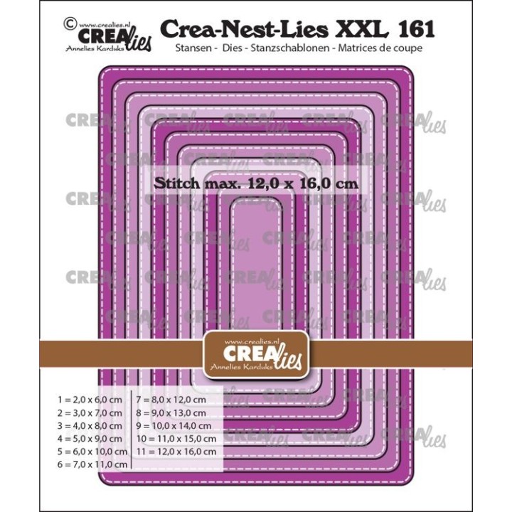 (CLNestXXL161)Crealies Crea-Nest-Lies XXL Rectangle lockstitch