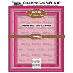 (CLNestMEGA87)Crealies Crea-Nest-Lies Mega Rectangle smooth half cm For A4 machine: max. 20,5 x 24,5 cm