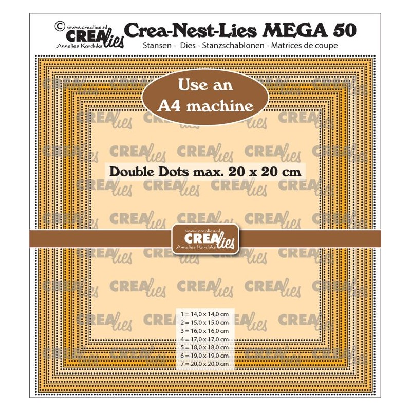 (CLNestMEGA50)Crealies Crea-Nest-Lies Mega Square dots For A4 machine: max. 20 x 20 cm