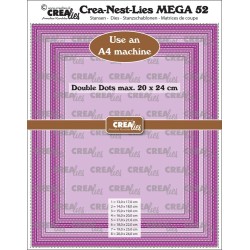 (CLNestMEGA52)Crealies Crea-Nest-Lies Mega Rectangle dots For A4 machine: max. 20 x 24 cm