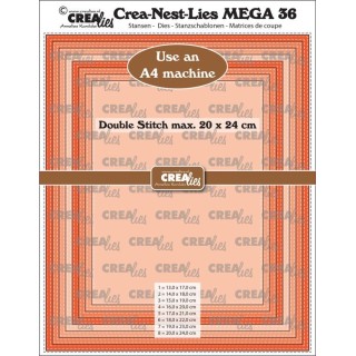 (CLNestMEGA36)Crealies Crea-Nest-Lies Mega Rectangle Lockstitch For A4 machine: max. 20 x 24 cm