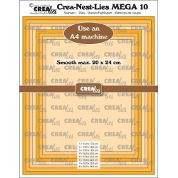(CLNestMEGA10)Crealies Crea-Nest-Lies Mega Rectangle smooth For A4 machine: max. 20 x 24 cm