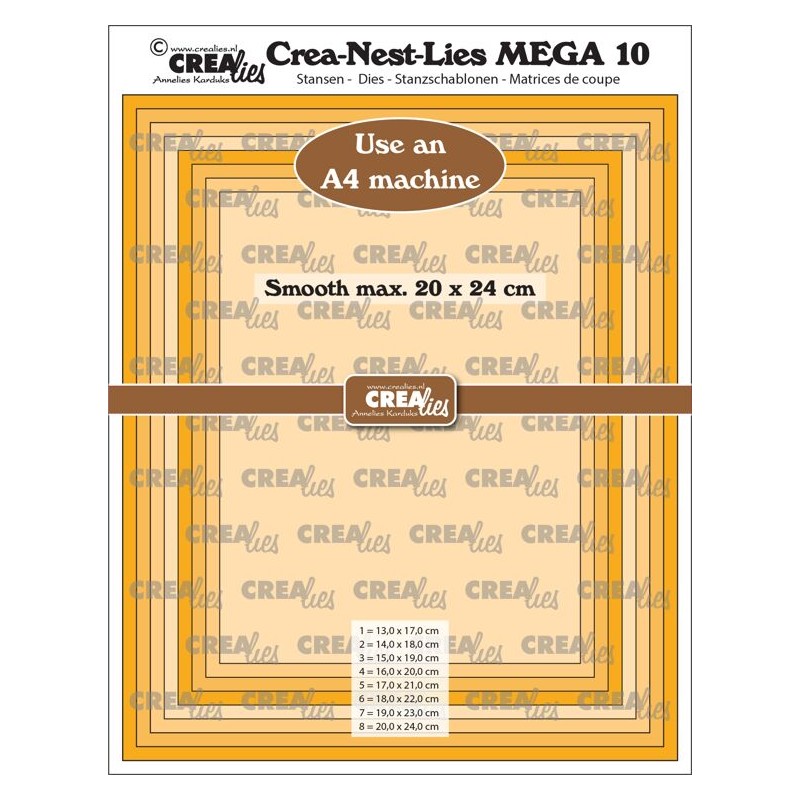 (CLNestMEGA10)Crealies Crea-Nest-Lies Mega Rectangle smooth For A4 machine: max. 20 x 24 cm