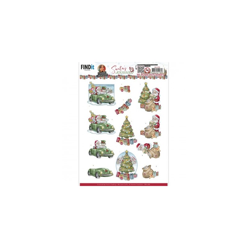 (SB10786)3D Push-Out - Yvonne Creations - Santa's Journey - Car