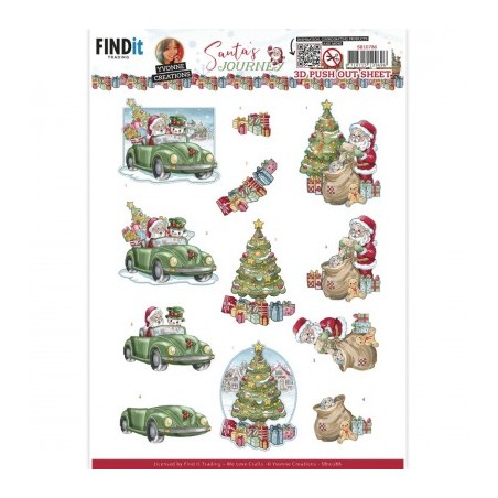 (SB10786)3D Push-Out - Yvonne Creations - Santa's Journey - Car