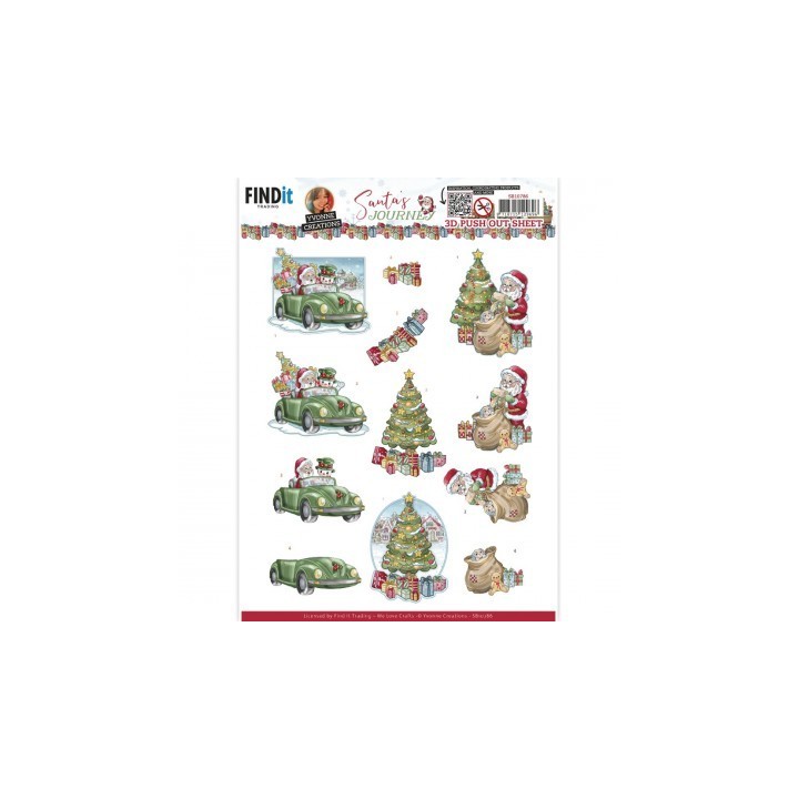 (SB10786)3D Push-Out - Yvonne Creations - Santa's Journey - Car
