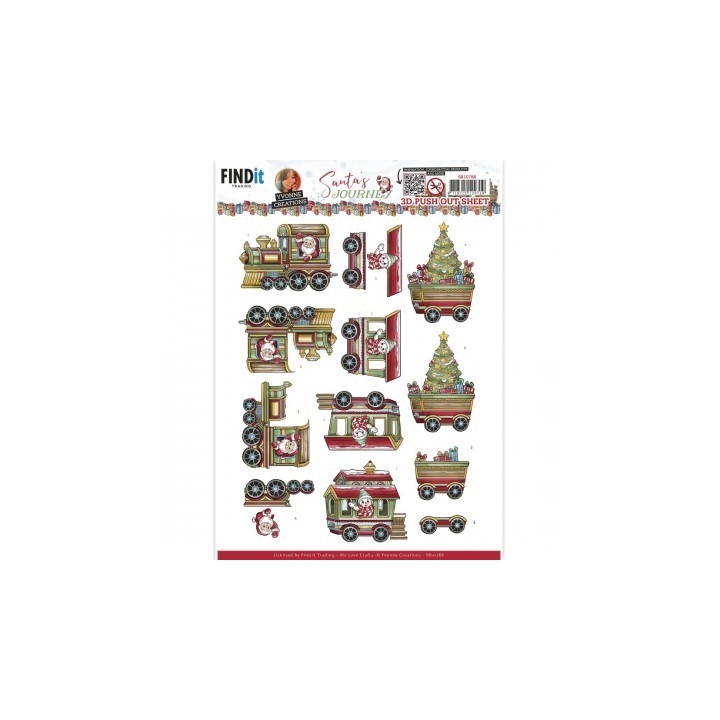(SB10788)3D Push-Out - Yvonne Creations - Santa's Journey - Train