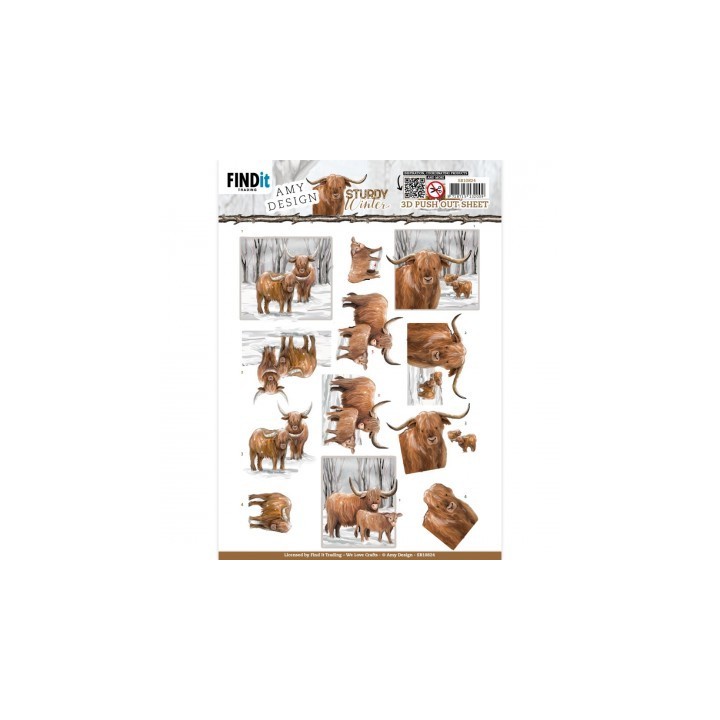 (SB10824)3D Push-Out - Amy Design - Sturdy Winter - Scottish Highlander