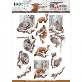(SB10827)3D Push-Out - Amy Design - Sturdy Winter - Hedgehog